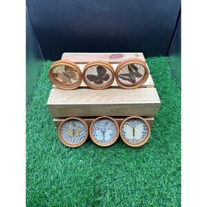 1970s Japanese Woven Bamboo & Rattan Butterfly Coasters – Set of 6